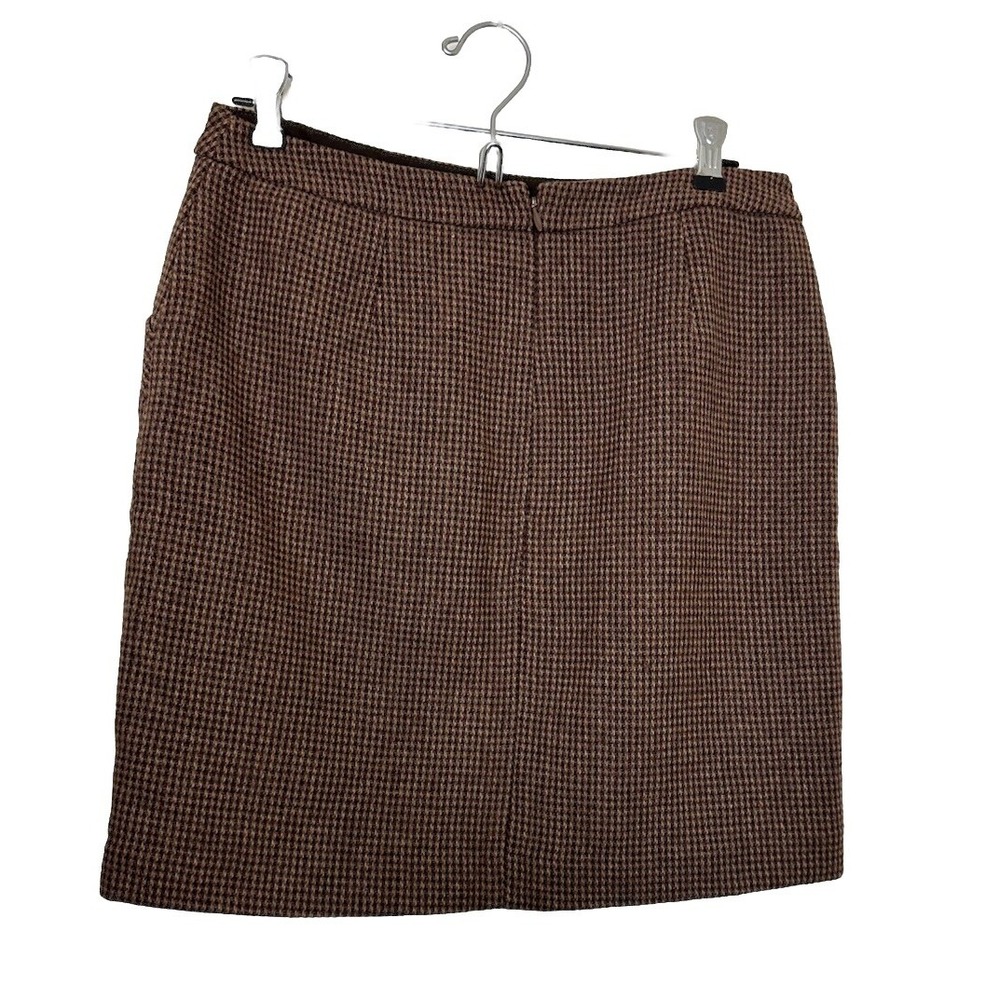 Banana Republic Womens Wool Pencil Skirt Houndstooth Tweed Brown Academia Preppy - Picture 4 of 7